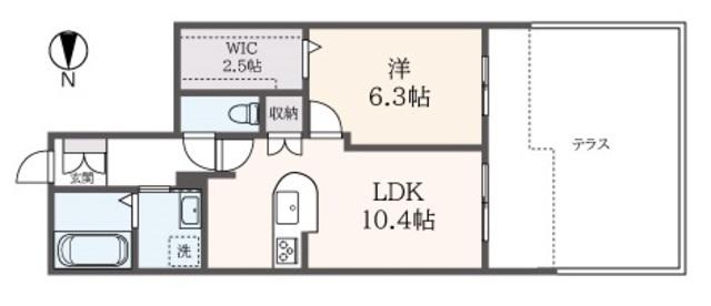 ヴァンヴェール西館(1LDK/1階)の間取り写真