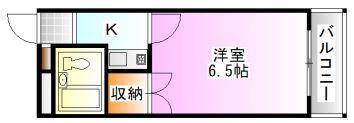 ウイング倉敷(1K/3階)の間取り写真