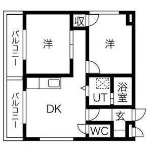 プレズ志賀公園(2DK/1階)の間取り写真