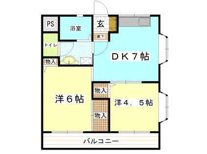 フローラKIKU D棟(2DK/3階)の間取り写真