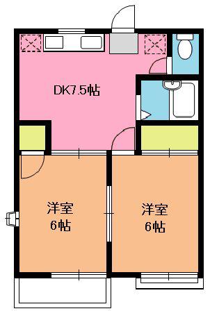 プレンティハイツ(2DK/1階)の間取り写真