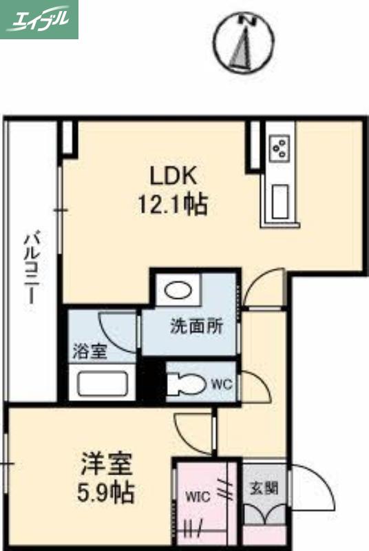 ベレオ北方(1LDK/3階)の間取り写真
