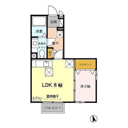 フォンテーヌ I(1LDK/1階)の間取り写真