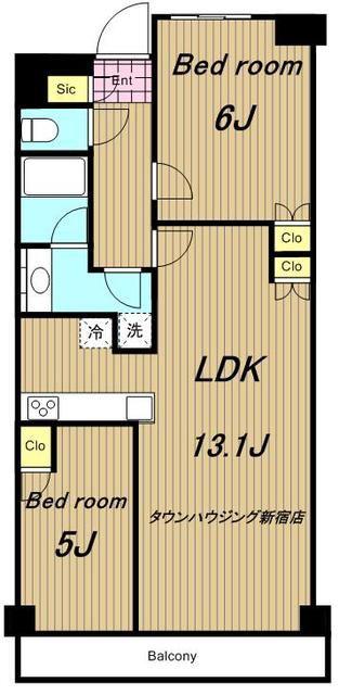 BLESS中野弥生町(2LDK/4階)の間取り写真