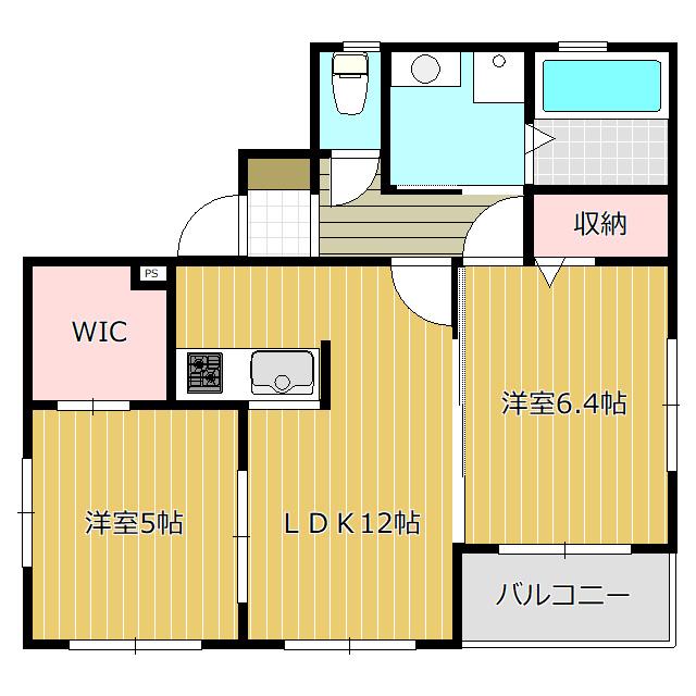 ヴェルジュ鷹匠(2LDK/4階)の間取り写真