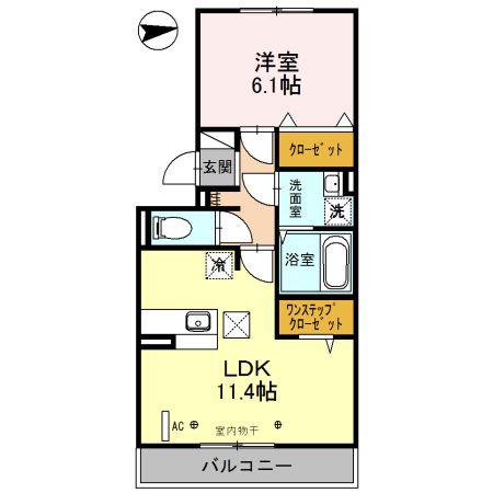 アップル・ハウス(1LDK/1階)の間取り写真