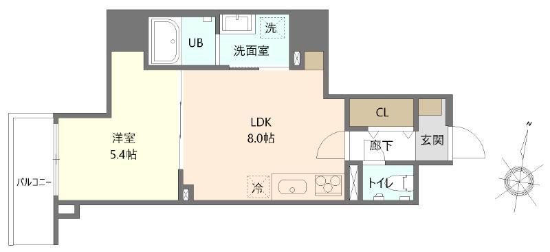 オークレジデンス亀沢(1LDK/5階)の間取り写真