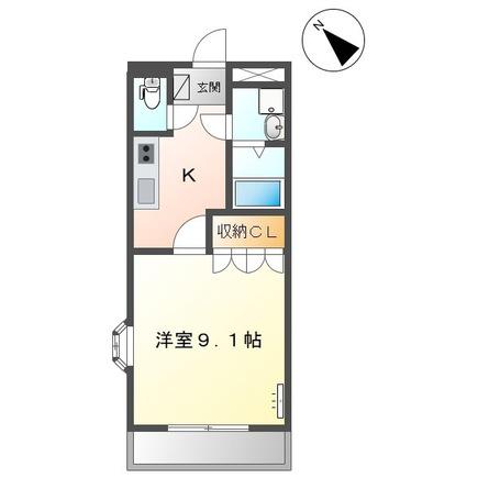 ブルーサンズセントラル(1K/2階)の間取り写真