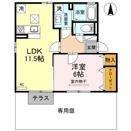 シャローム(1LDK/1階)の間取り写真