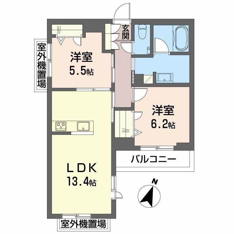 SHAMAISON GARDENS 六甲(2LDK/2階)の間取り写真