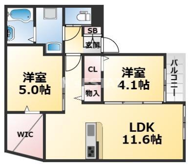 C-GRID山下町(2LDK/2階)の間取り写真