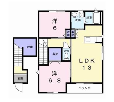 メゾンみやびC(2LDK/2階)の間取り写真
