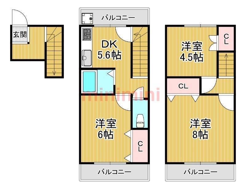 南春日丘ビル(3DK/2階)の間取り写真