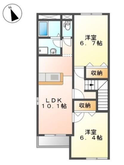 キャトルヴィラージュ(2LDK/2階)の間取り写真