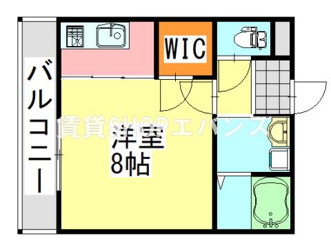 京成松戸線 習志野駅 徒歩4分 3階建 築8年(1K/3階)の間取り写真