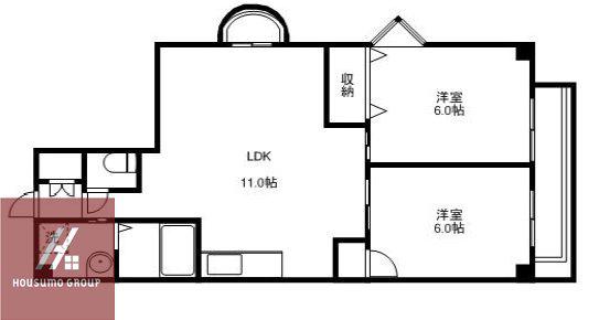 グレースすわ(2LDK/2階)の間取り写真