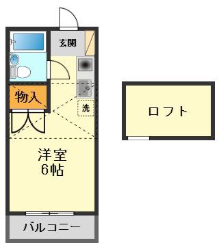 ベルハイツA(ワンルーム/2階)の間取り写真