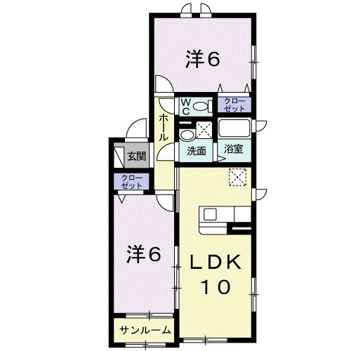 パークサイドメゾン(2LDK/1階)の間取り写真