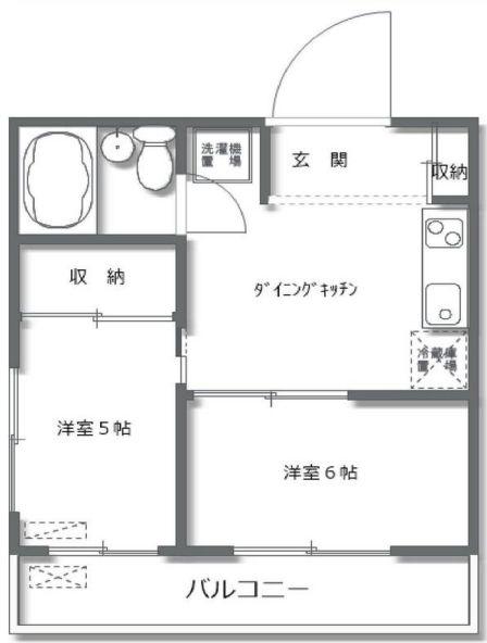 ヒルズ青葉(2DK/2階)の間取り写真