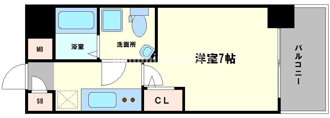 アドバンス難波ラシュレ(1K/2階)の間取り写真