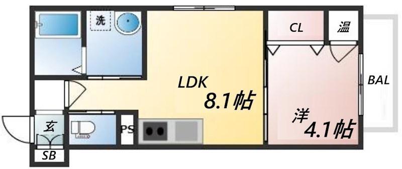 GRANDIR出来島(1LDK/3階)の間取り写真