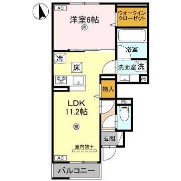 アンクレール(1LDK/1階)の間取り写真