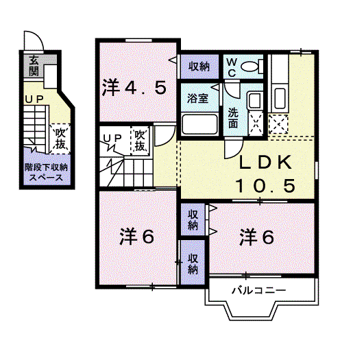 キャトルエンジェルB(3LDK/2階)の間取り写真