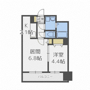レジディア札幌駅前(1LDK/8階)の間取り写真