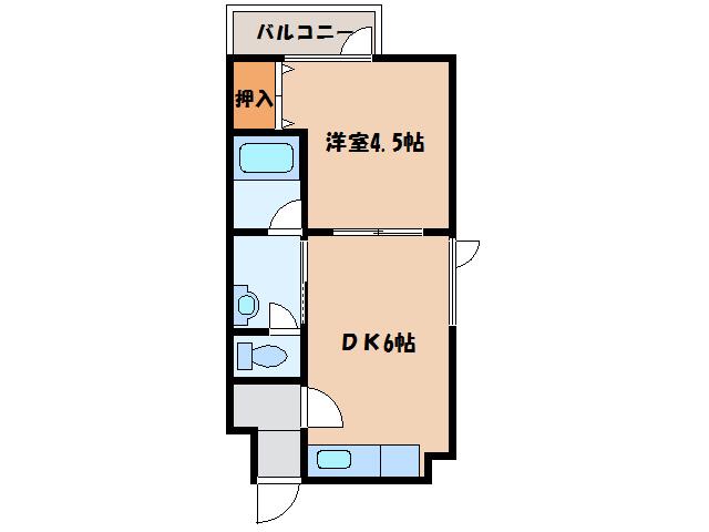 カトレアハウス(1DK/2階)の間取り写真