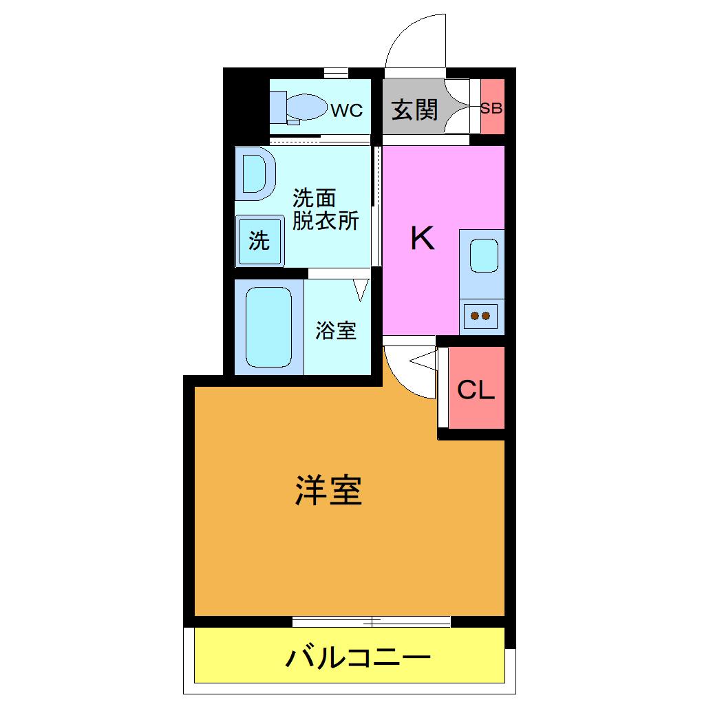 グランド浦安(1K/2階)の間取り写真