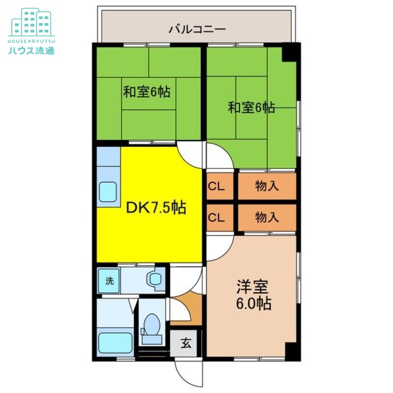 岡西ビル(3DK/3階)の間取り写真