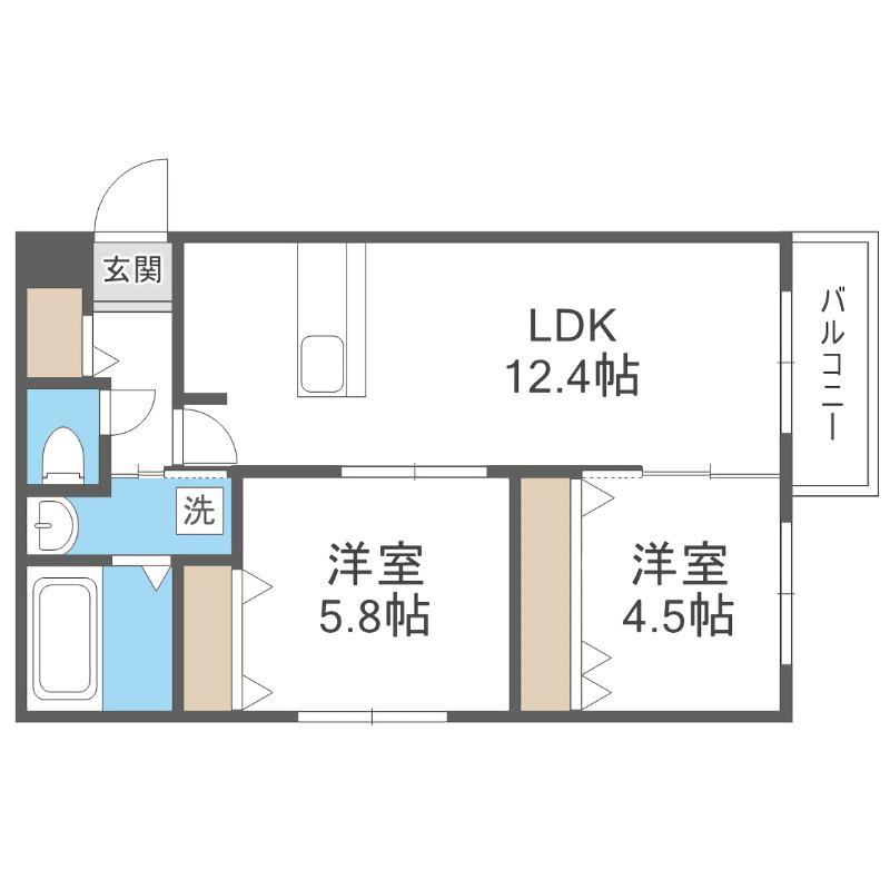 TOMISIA(2LDK/4階)の間取り写真
