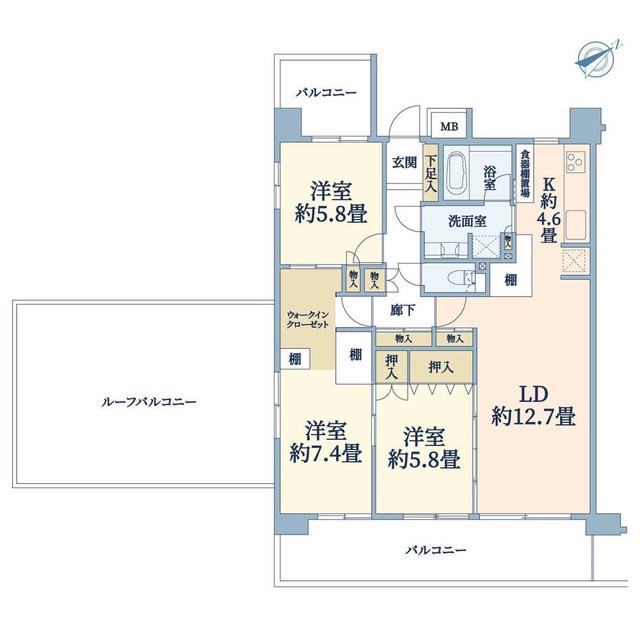 ミサワホームズ藤沢(3LDK/13階)の間取り写真