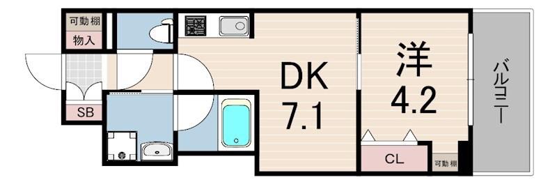 レオンコンフォート神戸駅前(1DK/3階)の間取り写真