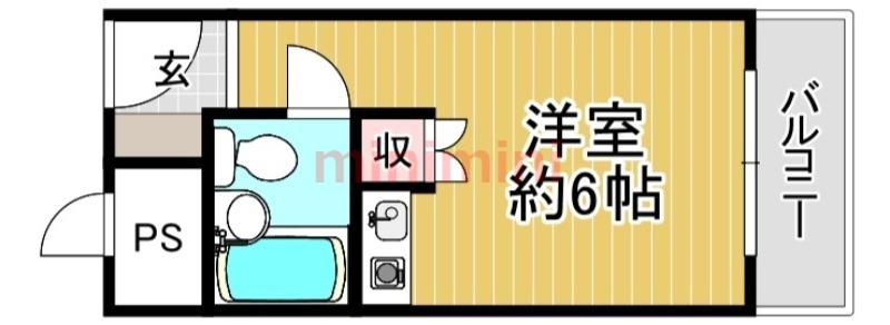 シャルム茨木(ワンルーム/1階)の間取り写真