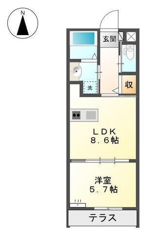 シャルム(1LDK/2階)の間取り写真