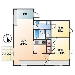 TASHIRO71(2LDK/4階)の間取り写真