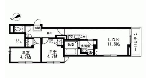 ULUSONARE(2LDK/2階)の間取り写真