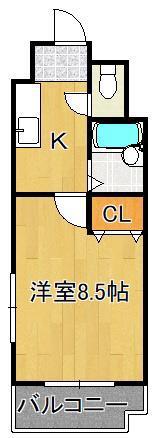 F′S FLATS古船場(1K/5階)の間取り写真