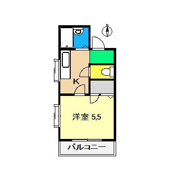 コーポあゆみII(1K/3階)の間取り写真