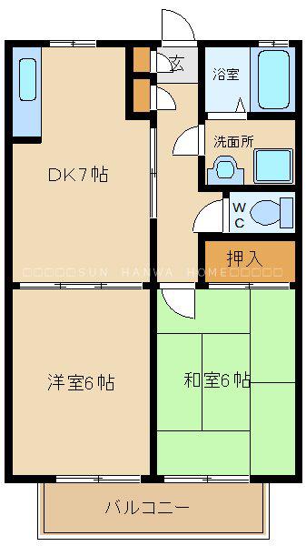 オーキッドハイツII(2DK/2階)の間取り写真