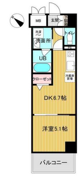 ルーチェ 7(1DK/9階)の間取り写真