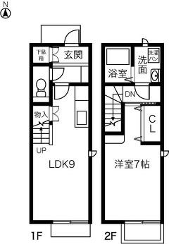 CANARY WHARF(1LDK/1階)の間取り写真