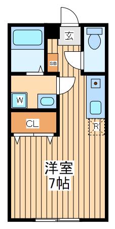 小田急線 相模大野駅 徒歩12分 2階建 築23年(ワンルーム/1階)の間取り写真