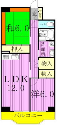 シラカワパレス(2LDK/1階)の間取り写真