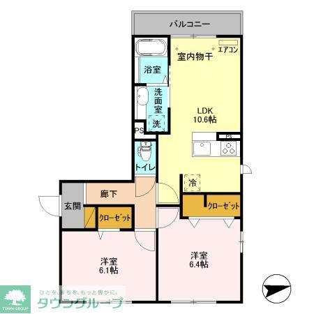 アステールピュールK(2LDK/3階)の間取り写真