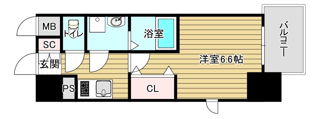 レジュールアッシュ アーバンイール(1K/5階)の間取り写真