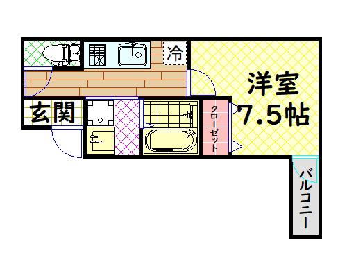 フジパレス諏訪ノ森駅東(1K/3階)の間取り写真