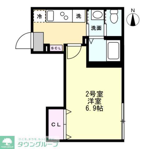 ベイルームハイム大和中央B(1K/3階)の間取り写真