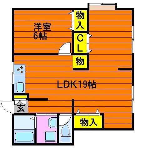 シャインハイツ総社A(1LDK/1階)の間取り写真